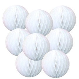 Happy Spring New Year Wedding Decoration Honeycomb Ball Set of 8 (10cm, White)