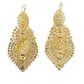 Traditional Portuguese Filigree Costume Queen Earrings #500349
