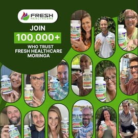 FRESH HEALTHCARE Moringa Capsules – 100% Pure Leaf Powder - 180 Pills, Non-GMO - 3 Month Supply - Complete Green Superfood for Energy, Skin, Immune & Gut Health Support