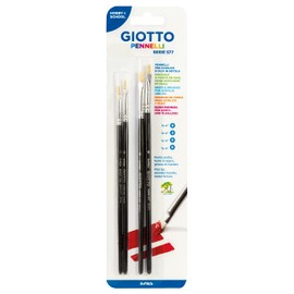 GIOTTO Pennelli Brush Series 577, Acrylic & Oil Painting, Varnishing, N.0, 2, 4, 6, 4 Assorted Bristle Brushes, Ideal for Children and School