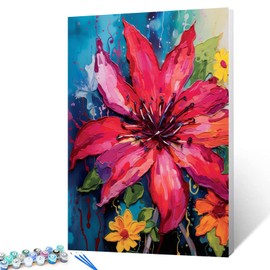 Aihonmin Flower Paint by Number for Adults Oil Painting for Kids,Paint by Number Blooming Flower Paint by Numbers Abstract Paint by Number Kits Graffiti Paint by Numbers for Beginner（DIY Frame）