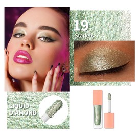 Oulac Liquid Glitter Eyeshadow – Metallic Mint Green Eyeshadow with Silver Sparkle, Shimmer Eyeshadow & Eyeliner, Blendable Sparkly Eye Make-up, Crease-Free, Vegan, Cruelty-Free, 5.4g, Starlets (19)