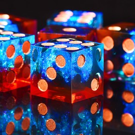 SIQUK Set of 6 Dice 6-Sided Dice 16 mm Game Dice DND for Dungeons and Dragons RPG MTG Table Games, Flame Red & Ice Blue