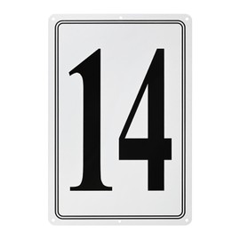 M METERXITY Aluminum Number Sign 14, 11.8 Inch House Numbers and Metal Letters, Parking Spot Letter Signs, Metal Letter Wall Decor for Garden/Door/Mailbox [Black Text On White]