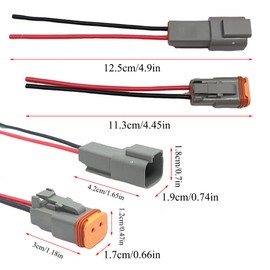 6 Sets DT 2 Pin Automotive Waterproof Connector,Male and Female Wiring Harness 16AWG Cable for Car,Truck,Boats,LED