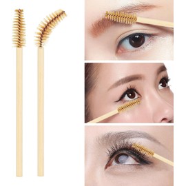 Tbestmax 100 unidades de aplicadores de rímel desechables con recipiente, cepillos de bambú para extensiones de pestañas, cepillos para pestañas y cejas, aplicador de rímel
