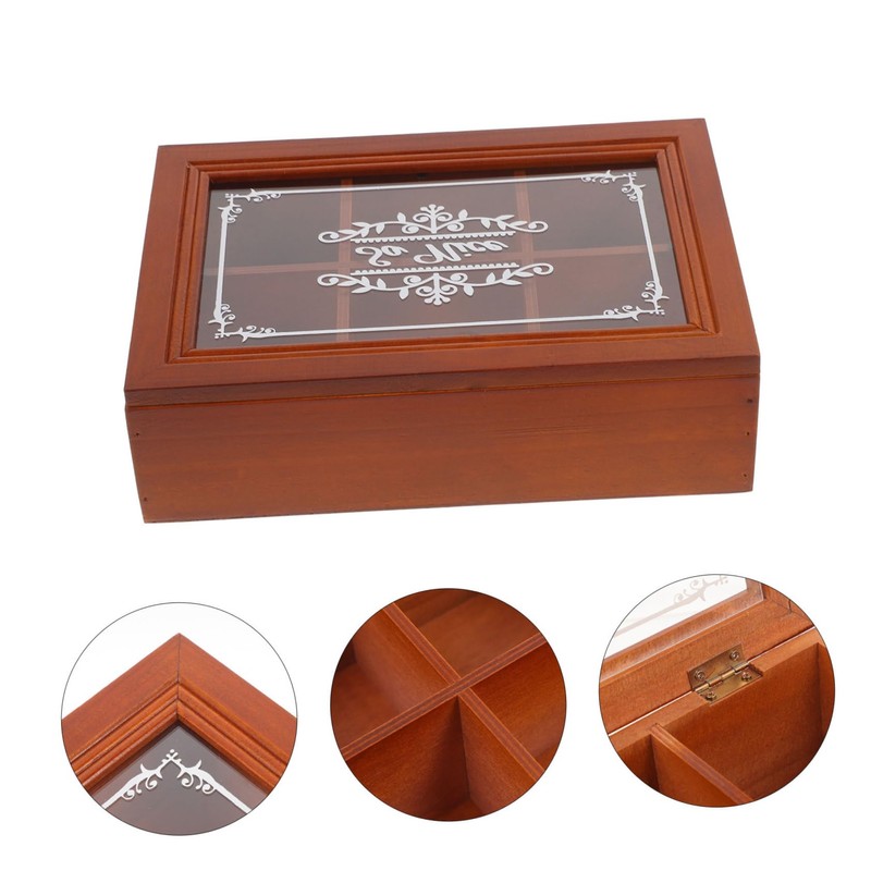 ABOOFAN Wooden Tea Bag Organizer with Compartments Stylish Storage Box