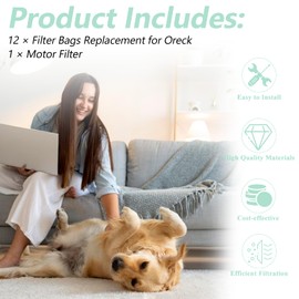 12 Pack Vacuum Bags Replacement for Oreck Handheld Vacuum Cleaner BB180, BB280, BB850, BB870, BB880, BB900, BB1000, BB1100, BB1200, MV160, CC1600, Replaces Part # PKBB12OF