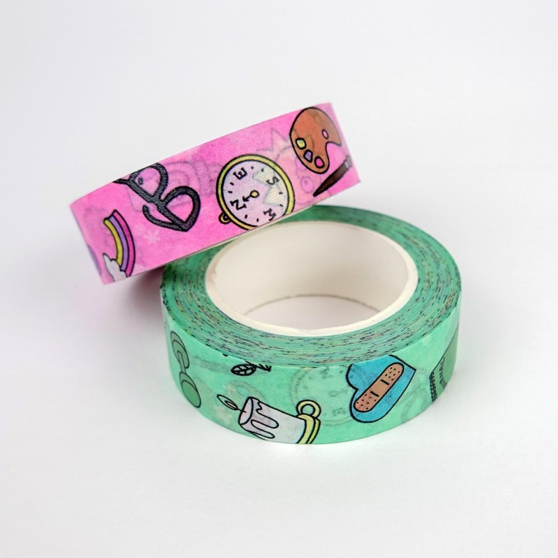 Lindsay Braman Studios Doodled Mental Wellness Washi Tape Set, 2