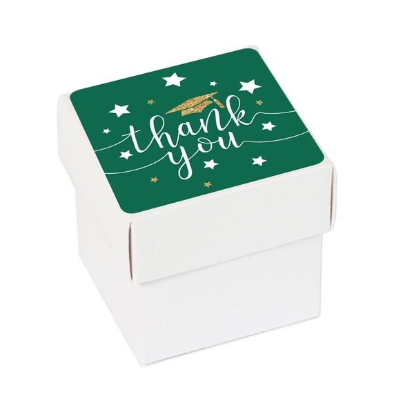 Andaz Press Emerald Forest Green and Gold Glittering Graduation Party Collection, Favor Box DIY Party Favors Kit, Graduation Thank You, 20-Pack