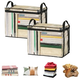 Syntelusa (Set of 2) Comic Storage Case, Transparent Storage Bag, Cartoon Book, Magazine, Comic Storage, Foldable, Transparent Window, Storage Box, Waterproof, Dustproof, with Handle, Organization,