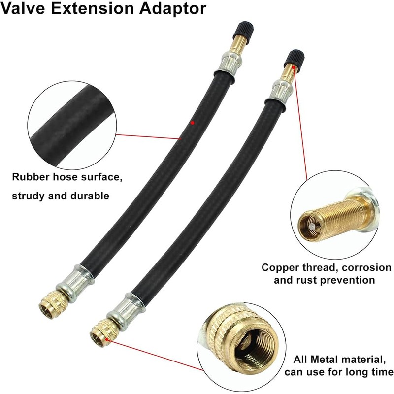 AUEFUDQ 3 Pcs Flexible Rubber Tire Valve Adapter Extension with