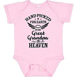inktastic Handpicked for Earth By My Great Grandpa in Heaven Baby Bodysuit Newborn 0080 Pink 37293