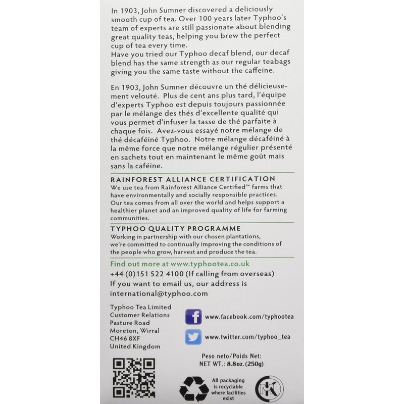 Typhoo Tea Orange Pekoe Decaf Tea, 80 Count