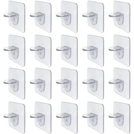 20Pcs Plastic Shelf Support Peg, Self Adhesive Bracket, No Punching Partition Pin, Clear Bracket Clips Holders for Furniture, Cabinet, Kitchen, Book Shelves, Closet Brackets Clapboard Layer