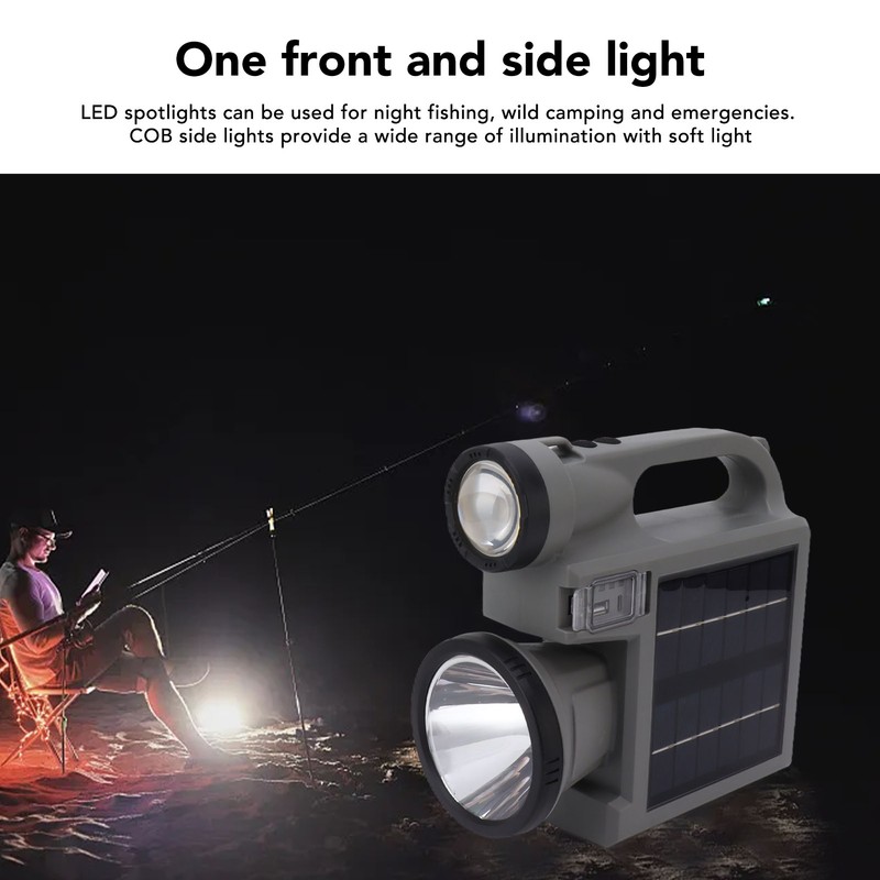 Solar Flashlight Handheld LED Spot Light Flashlight with Dual Side