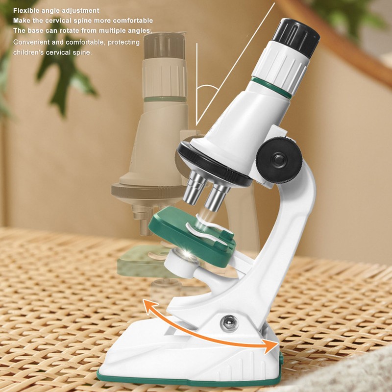 Kids Microscope Science Kit 200 to 1200X Magnification Flexible Angle