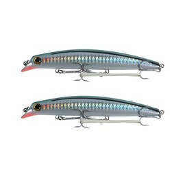 FISHZONE - 2 x KONICHI OTARU Floating Diver Hard Lures - 12cm / 17g - Depth 90cm Specialist Bass - Two Marine Treble Hooks (3 Colours) For Bass & Predatory Fishing (Lunar Flash)