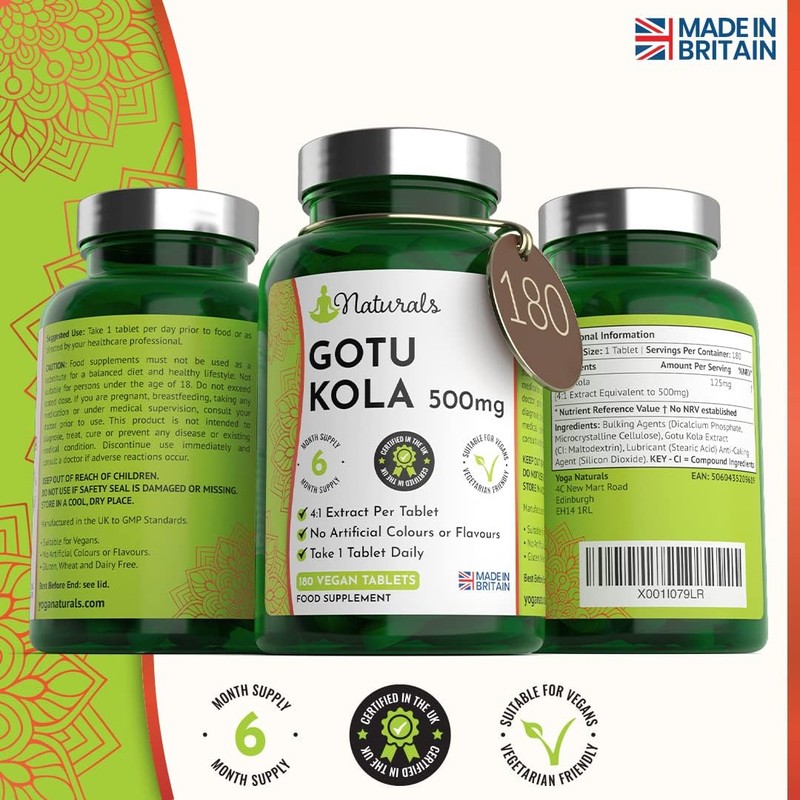 Gotu Kola Vegan Tablets - 500mg Herbal Centella Asiatica for