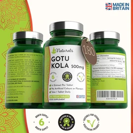 Gotu Kola Vegan Tablets - 500mg Herbal Centella Asiatica for Stress & Anxiety Relief, 180 Tablets (6-Month Supply), UK Made