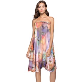 Afibi Women Full/Ankle Length Blending Maxi Chiffon Long Skirt Beach Skirt (X-Large, Design N(7))