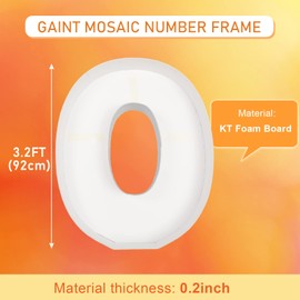3FT Large Marquee Letters Mosaic Balloon Frame Pre-cut Foam Board Marquee Light Up Letter O for Birthday Party Decorations,Wedding,Baby Shower DIY Party Supplies (LetterO)