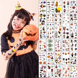 LEISURE CLUB Halloween Tattoo Stickers, 30 Stickers, Waterproof, Kids' Costume, Makeup, Cosplay, Costume Accessories, Halloween, Cultural Festivals, School Festivals, Children's Halloween