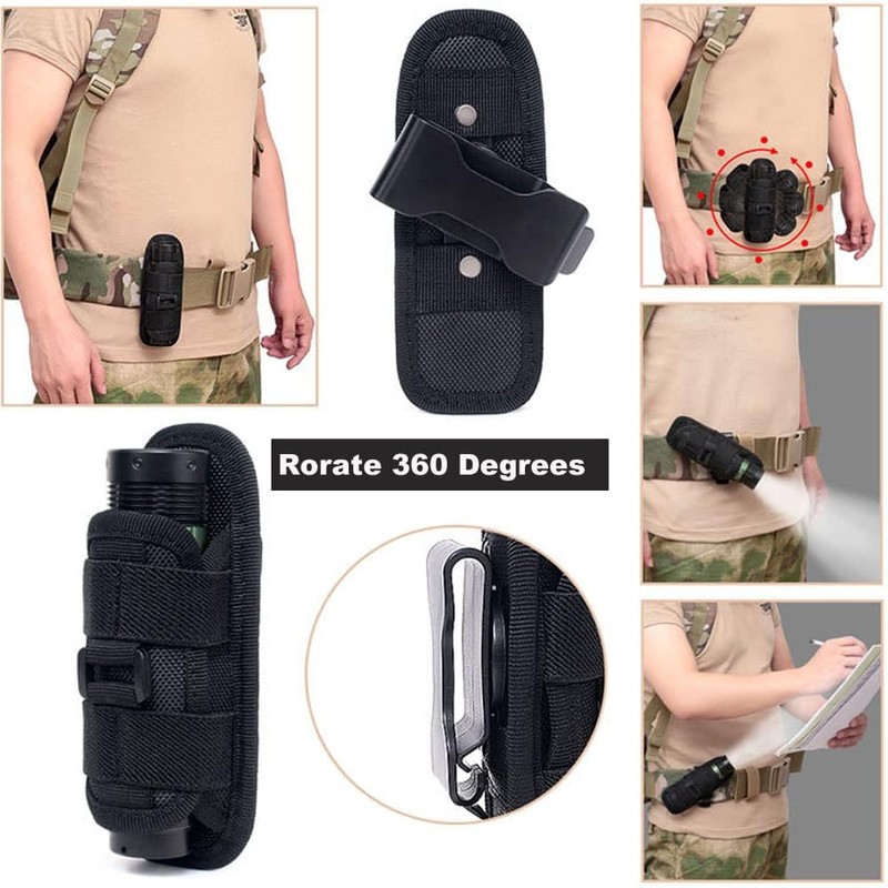 LINXGR Flashlight Holster with 360° Rotating Clip Tactical Flashlight Holder