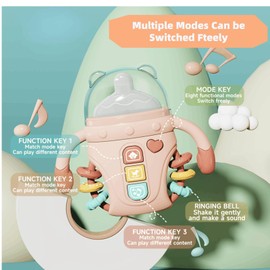 Baby Musical Toy,Cute Baby Bottle Learning Toy Light Up and Music Rattle Toy,Teething Musical Toys with 2 Pacifiers for Baby Toddlers,Gifts for Boys Girls