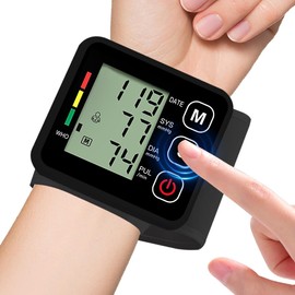 Blood Pressure Monitor Wrist for Home Use, Heart Rate Monitor & Large Blood Pressure Wrist Cuff, Large LCD Display