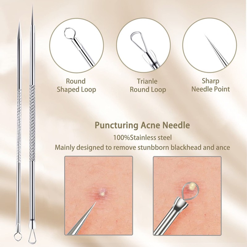 Mitesserentferner Komedonenquetscher Set 5er Pinzetten Set Blackhead Remover aus Edelstahl