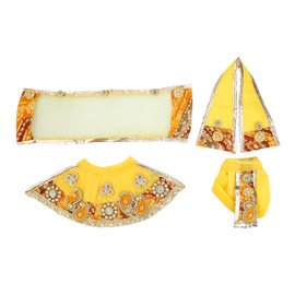 Laxmi Ganesh Dress Vastra Poshak Cloth Lehenga Chunari Dhoti Puja Item Samgari Radha Krishna Dress for Laxmi Ganesh Durga Devi Idol Statues Indian Traditional Festival Decoration (Size: -3 Inches