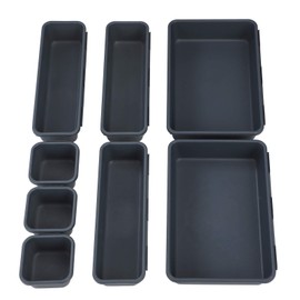 MaoXinTek Drawer Organiser, Separate Storage Boxes with 3 Sizes, Plastic Organiser System, Cosmetic Stationery Organiser for Kitchen, Office, Dressing Table (8 Pieces)