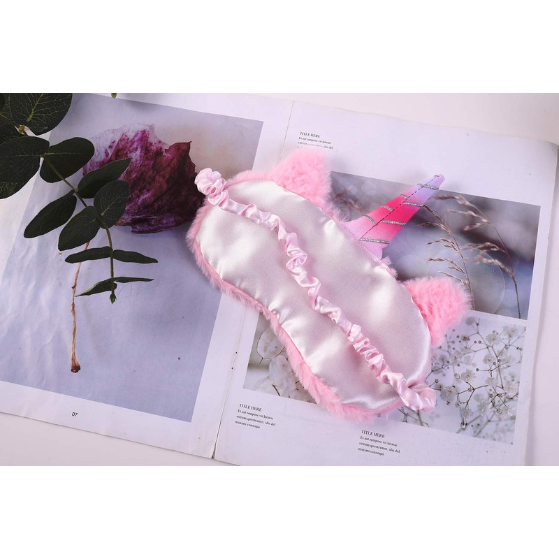 Forlady unicorn sleeping mask, plush cartoon mask for children and
