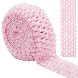 GORGECRAFT 5.5 Yards 1.7" Wide Elastic Crochet Headband Ribbon Crochet Stretch Trim Fabric for Hair Accessories Tube Top, Light Pink