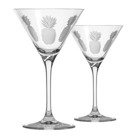 Rolf Glass Fresh Pineapple Martini Glass | Lead-Free Glasses | Proudly Made in the USA | Engraved Nautical Sailboat Martini Glasses | Set of 2