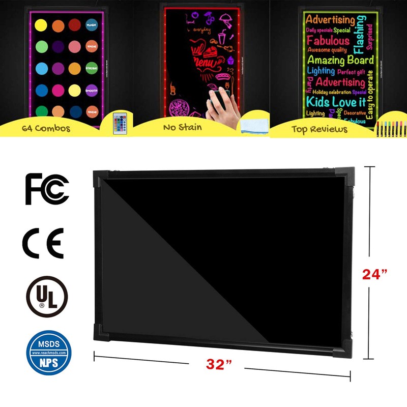 Voilamart LED Message Writing Board, 32" x 24" Flashing Illuminated