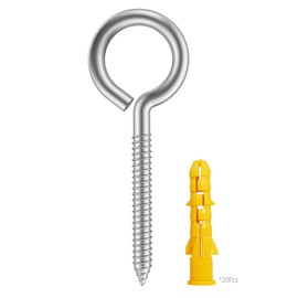 20 Pieces 304 Stainless Steel Screw-in Hooks, Hook Bolt Screw with a Round Screw Hook, Extended Hook