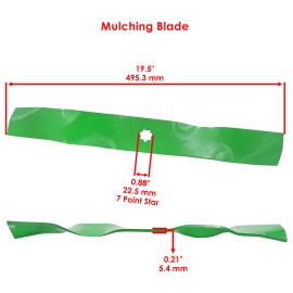 Caltric 19 1/2 inch 7 Point Star  30" 38" Deck Mulching Blade For John Deere
