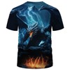 WHNBCW Traditional Dragon T-Shirt Funny Anime Graphic Tee Shirt,Blue,L