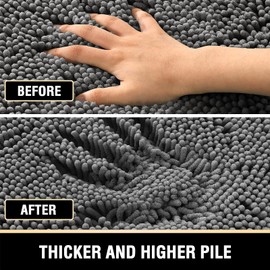 H.VERSAILTEX Bath Mat Bath Rug for Bathroom Luxury Chenille Bathroom Rug Mat Extra Soft and Absorbent Microfiber Shaggy Rugs Non Slip Rug Quick Dry Bath Mat Washable, 20 x 32 Inches, Grey