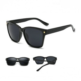 Freckles Mark Big Women Sunglasses Square Rectangle Black Plastic Frame 58mm (Black)