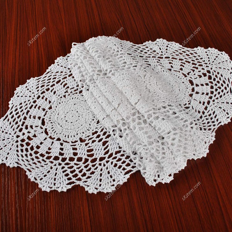 Yizunnu Handmade White Cotton Lace Oval Table Runner 30x120cm