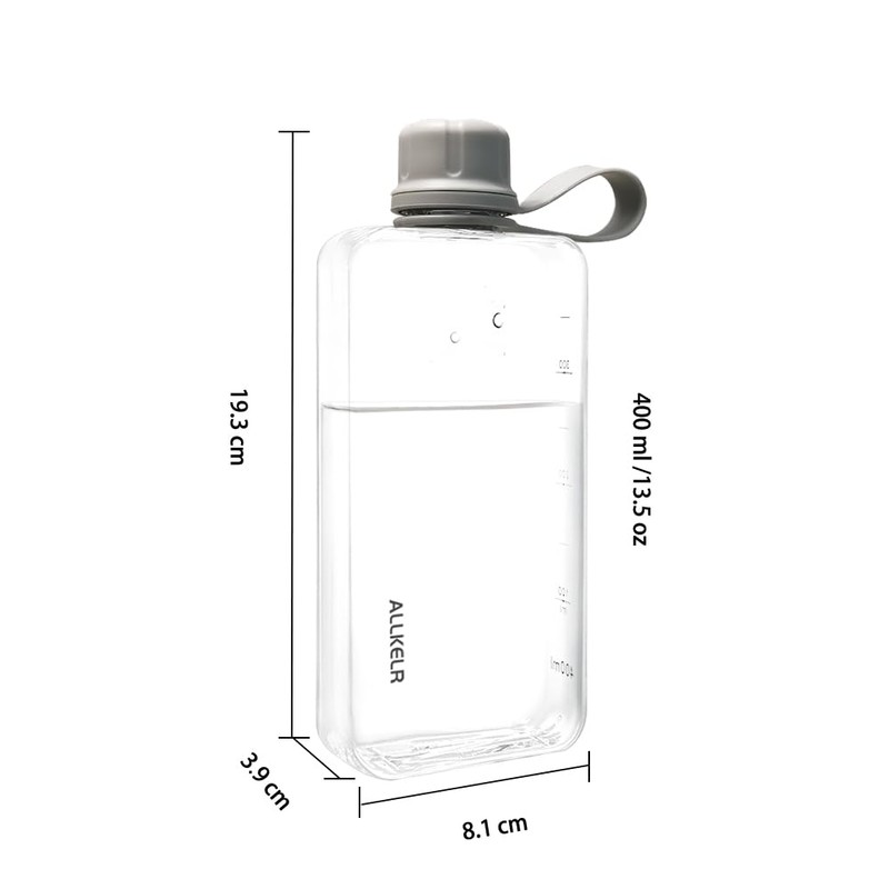 ALLKELR Portable Flat Water Bottle,BPA Free Reusable Tritan Plastic Travel