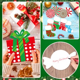 76 Pcs Christmas Cutouts Christmas Decorations Candy Cutouts Xmas Bulletin Board Decor for Classroom Xmas Stocking Wall Cutouts Holiday Party Decor Decorations for Home Classroom