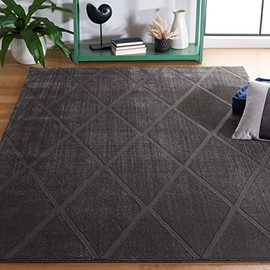 SAFAVIEH Revive Collection Area Rug - 6'7" x 9', Charcoal, Trellis Design, Non-Shedding & Easy Care, Ideal for High Traffic Areas in Living Room, Bedroom, Dining (REV104H-6)