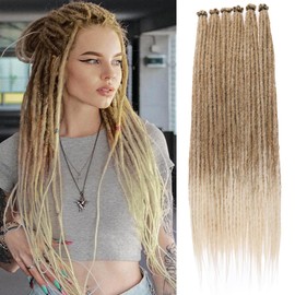 Leeven 18 Inch Ombre Blonde Dreadlock Extensions Hippie Single Ended Dreads 40 Strands Synthetic Reggae Dreadlocks Soft Dreads Hair Extensions /27613#