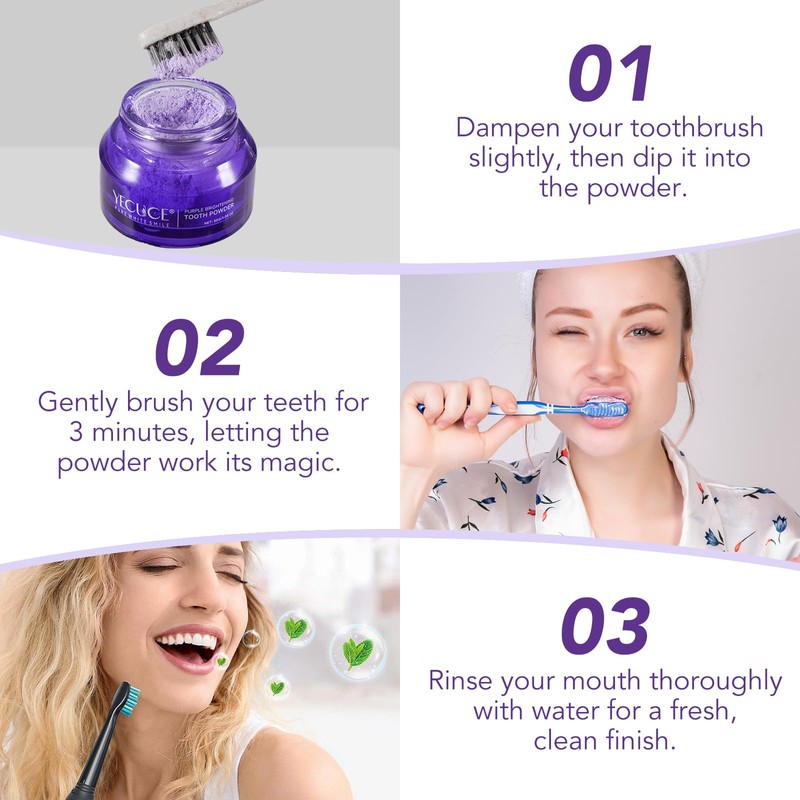 Teeth Whitening Powder, 2Pack Purple Teeth Whitening Powder, Toothpaste Power,