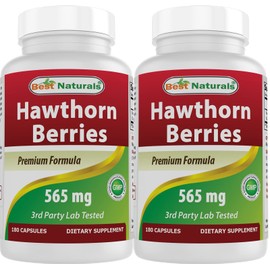 Best Naturals Hawthorn Berry 565 mg 180 Capsules (180 Count (Pack of 2))