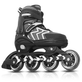 Inline Skates for Kids Youth, Adjustable Aggressive Durable Roller Skates with Giant Wheels, High Performance Skates for Boys Girls Black Size 3 4 5 6…